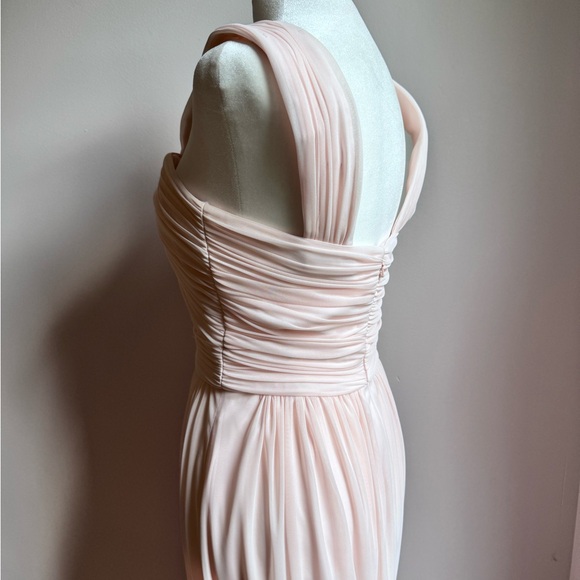 ALFRED SUNG Blush Pink Maxi Chiffon Sleeveless Halter Gown Size 6, Fit is Size 2 - Picture 5 of 8